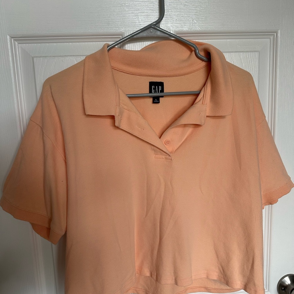GAP Women's Light Orange Crop Polo Top